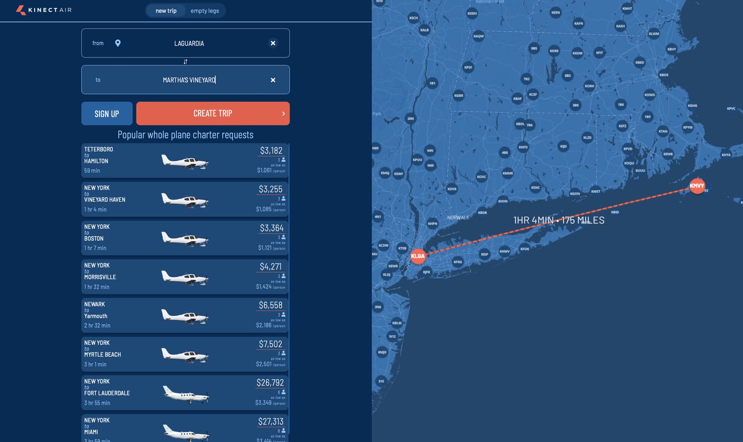 FIG. 01 — Point-to-point booking across 5,000+ FAA airfields