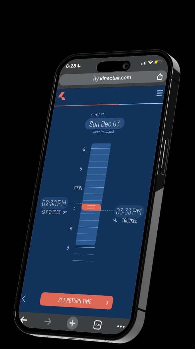FIG. 03 — Departure-time slider, fly.kinectair.com