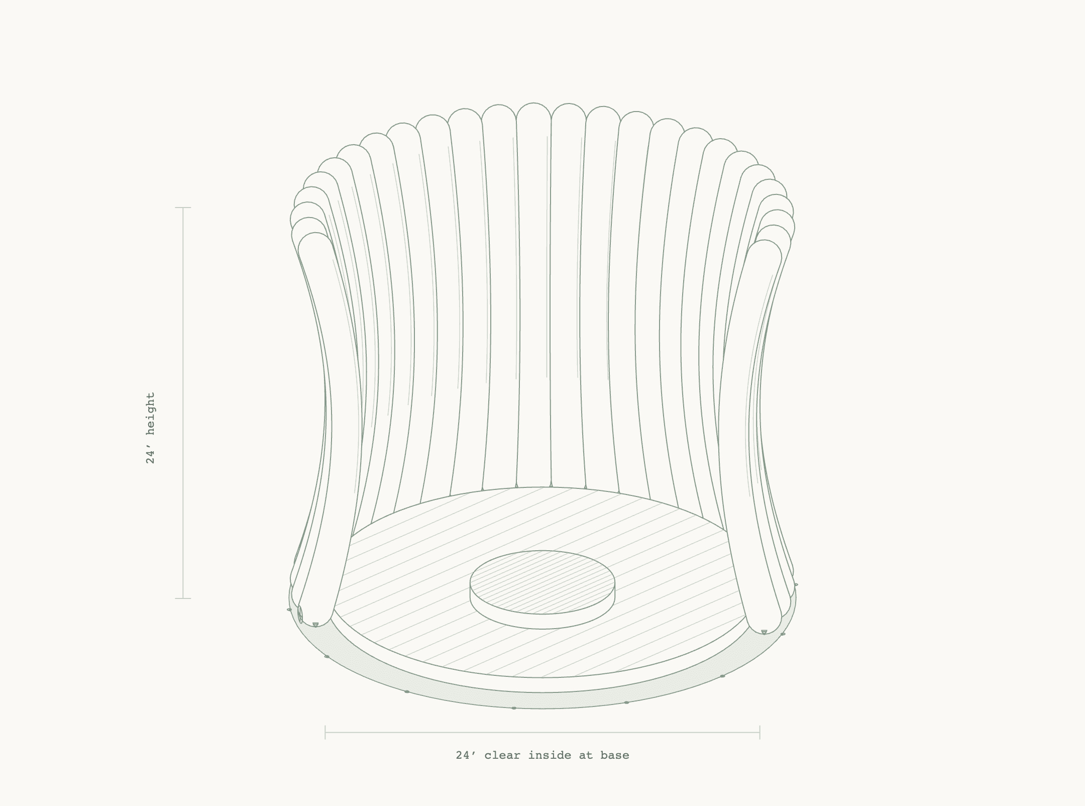 FIG. 02 — Cutaway: a two-piece bounce floor within the inflatable enclosure