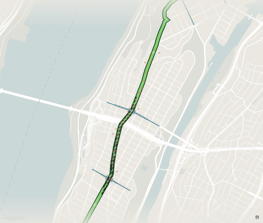 Broadway through Washington Heights and toward Inwood.